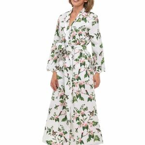 Heidi Carey White Hummingbird Classic Robe. 100 % Cotton